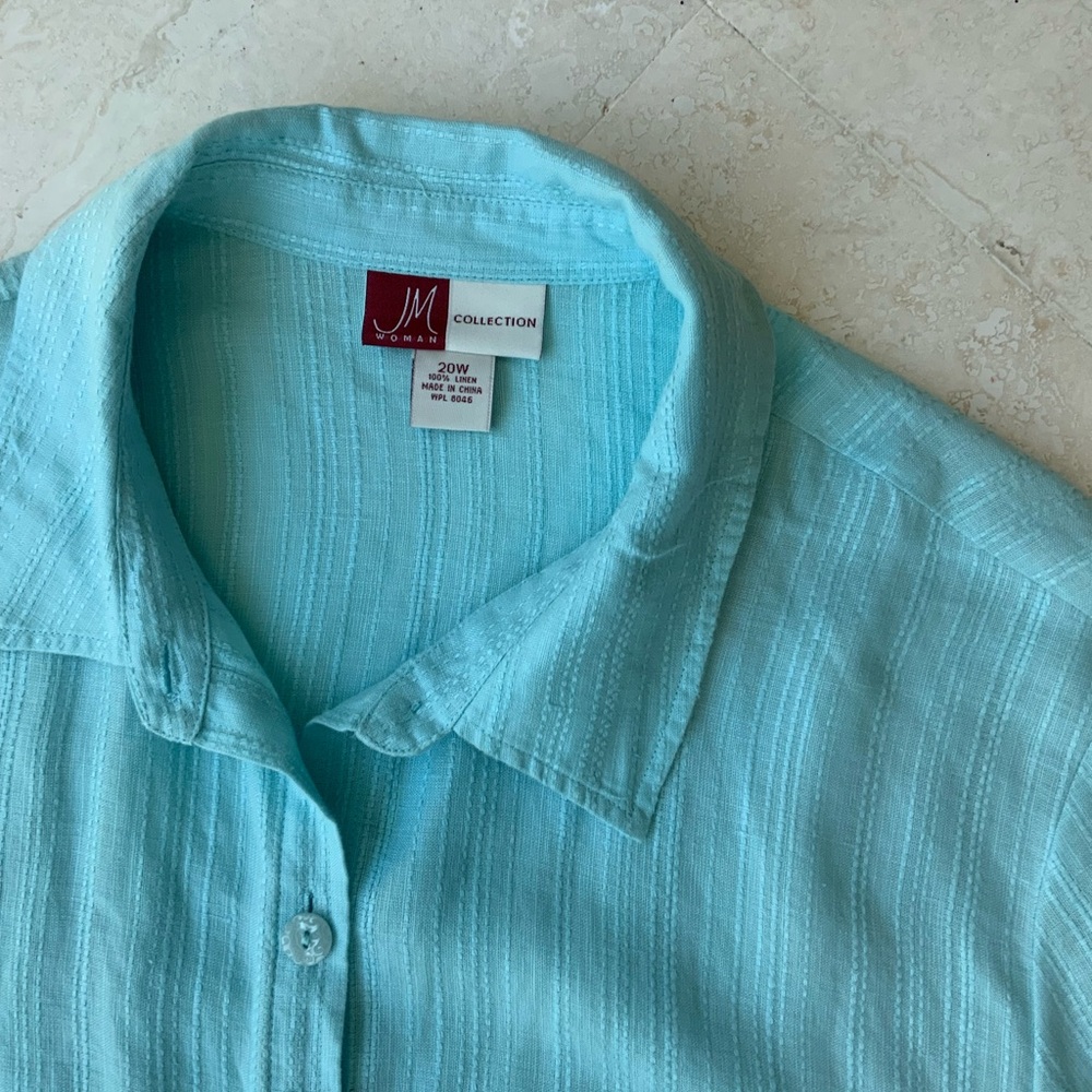 JM Collection Light Blue Button Down Shirt - Picture 4 of 7